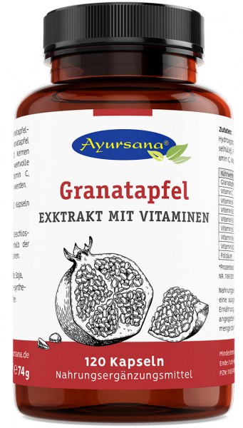 Ayursana - Granatapfel-Extrakt-Kapseln (120 Stück) mit Vitamin-B-Komplex