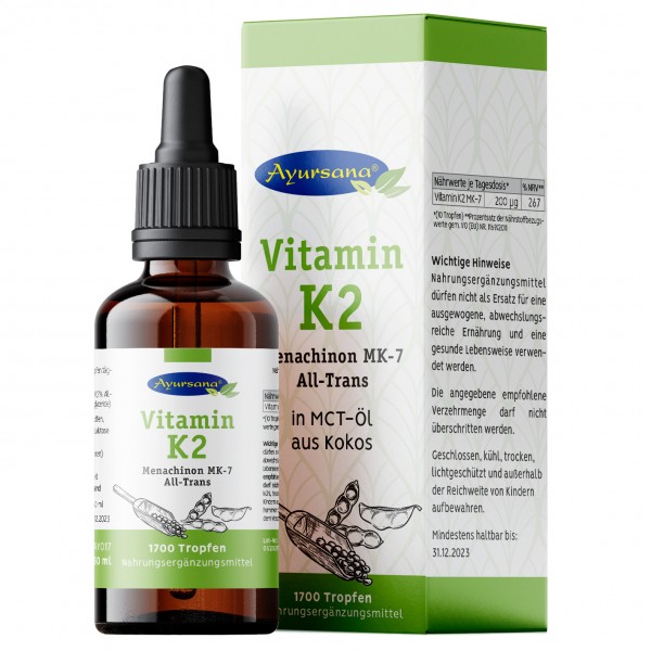 Ayursana - Vitamin K2 Menachinon 20 mcg Tropfen MK-7 All-Trans (50 ml)