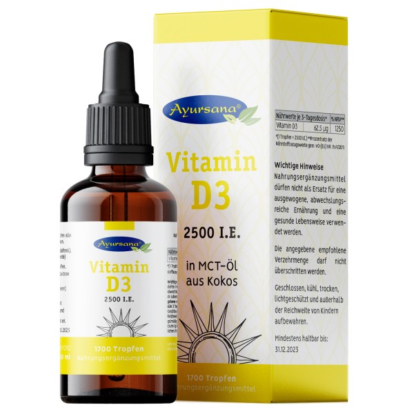 Ayursana - Vitamin D3 2500 I.E. Tropfen hochdosiert (50 ml)
